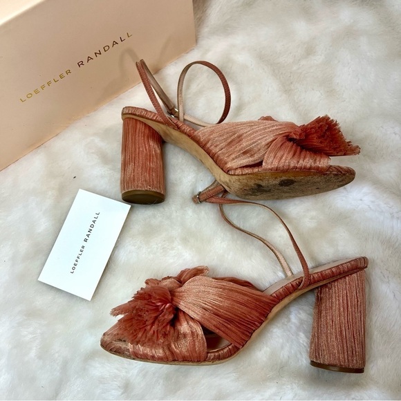 Loeffler Randall light pink sling back shoes camellia sandals chunky heels - Picture 3 of 13